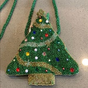 Beaded Christmas Tree mini bag Purse